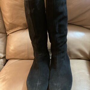 Fabulous Italian suede black leather knee high boots